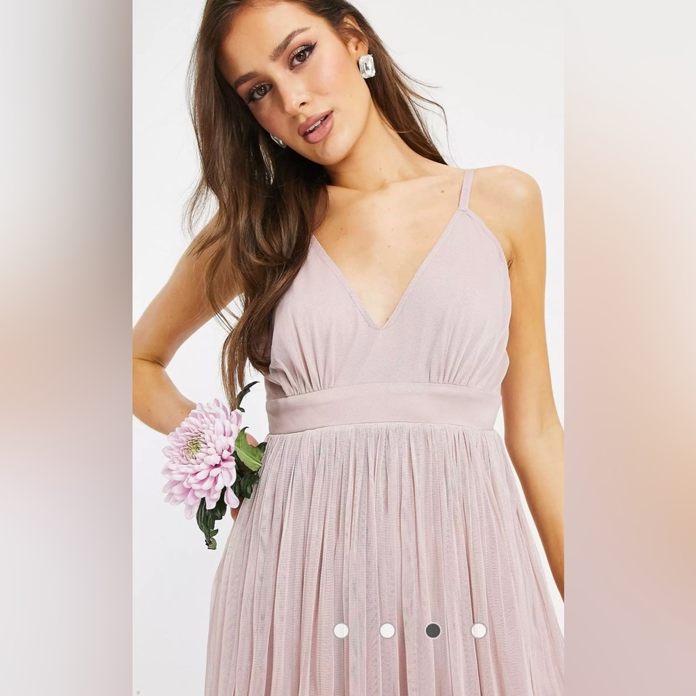 Anaya tulle plunge front maxi dress